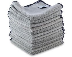 SnelShoppen - ELEXACLEAN Microvezeldoeken 12 Stuks Grijs 30x30 cm - Universele Poetsdoeken voor Auto, Badkamer, Keuken, Raam, Lak en Motorfiets