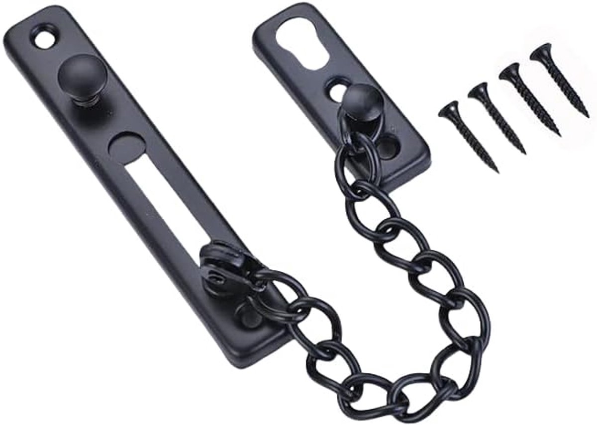 SnelShoppen - Deurketting 17 cm, Roestvrijstalen Deurkettingslot met Schroeven, Anti-Diefstal Druksluiting met Veiligheidsveer, Binnendeur en Extra Hu