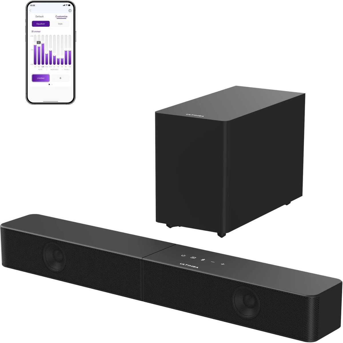 SnelShoppen - 2.1ch TV-soundbar met Draadloze Subwoofer, VoiceMX & BassMX, 240W Vermogen, HDMI, Optisch, Bluetooth 6.0, Instelbare Bas voor TV, Film,