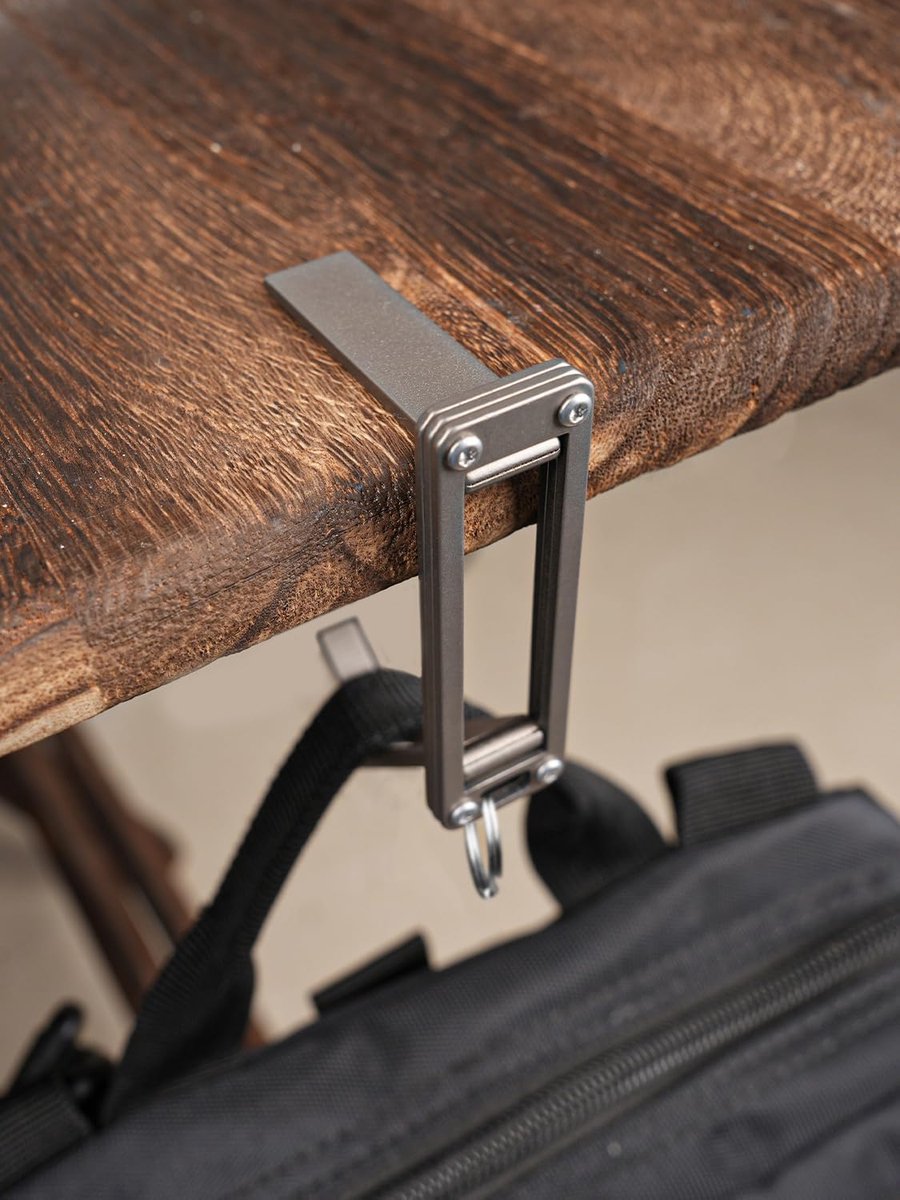 SnelShoppen - Opvouwbare Tafelhaak voor Handtas - Lichtgewicht Titanium Tasjeshouder - Draagbaar en Praktisch - Tot 7 kg - Ideaal voor Feest, Camping
