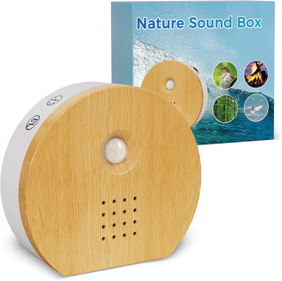 SnelShoppen - Natuurgeluiden Box met Vogelgeluiden en Bewegingsmelder - Oplaadbare Geluidsbox voor Ontspanning in Badkamer of Hal - 9 Vogelgeluiden, B