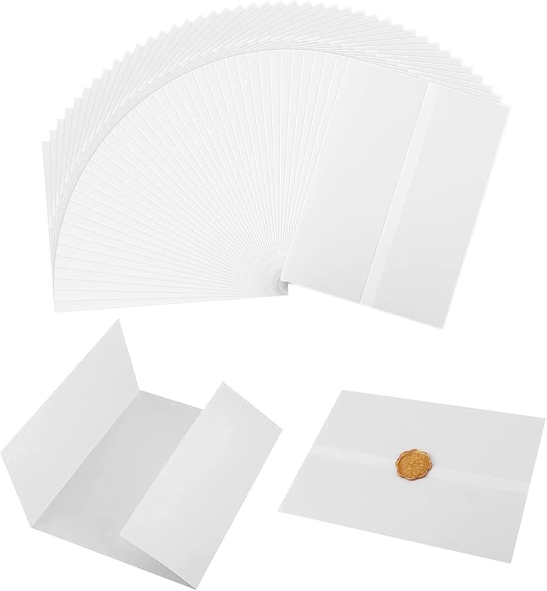 SnelShoppen - 38 Stuks Perkamenthoezen Voor Uitnodigingen 13 x 18 cm - Voorgevouwen Doorschijnende Vellum Papieren Jassen - Bedrukbare Enveloppen Voor