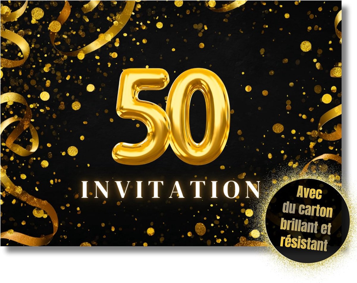 SnelShoppen - Uitnodigingskaarten 50e Verjaardag - 12 Stuks - DIN A6 - Verjaardagsuitnodigingen voor Mannen en Vrouwen - Stijlvol en Praktisch - Feest