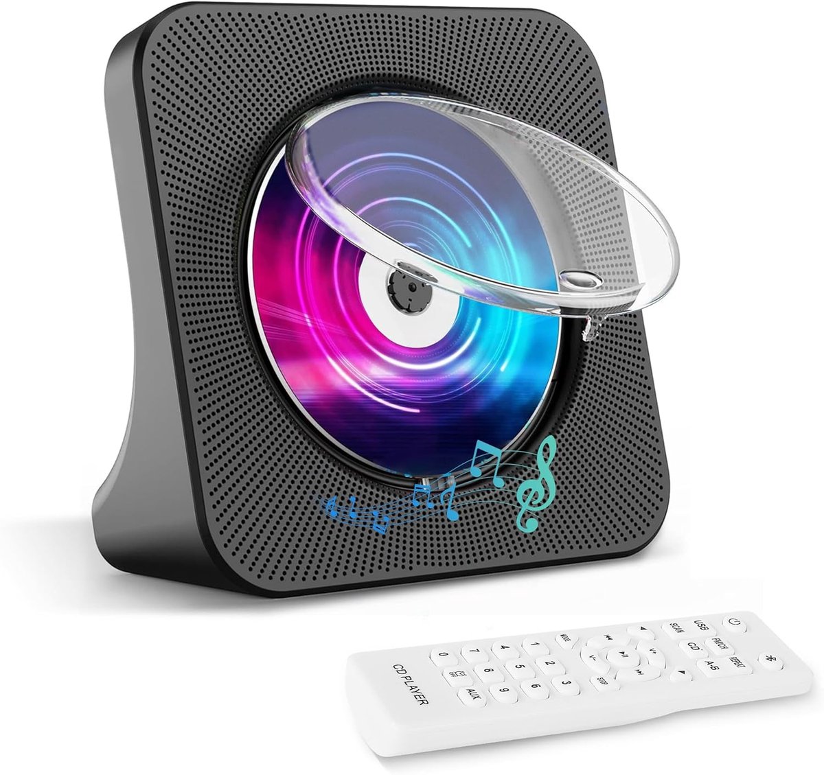 SnelShoppen - Bluetooth CD-speler met dubbele luidsprekers, draagbare radio, AUX/USB-ingang, FM-radio, hoofdtelefoonaansluiting, desktopdesign, ideaal