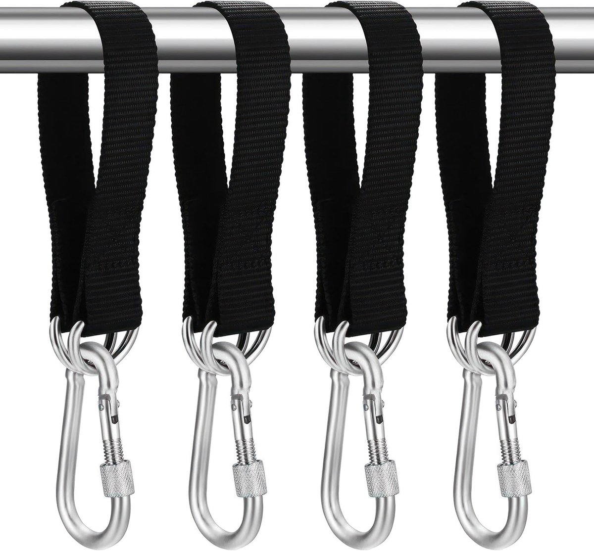 SnelShoppen - 4 Sets Boomschommelbanden Opknoping Kit Riemen 30 cm x 25 mm - Zware Hangmatriemen met 4 Karabijnhaken en 4 D-ringen - Verstelbare Schom