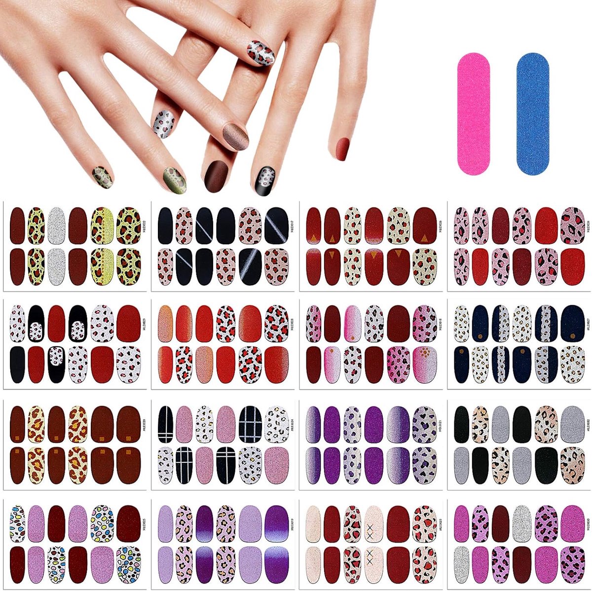 SnelShoppen - 16 Vellen Zelfklevende Nagelstickers, Trendy Design voor Feestelijke Nagels, Luxe Look, Gemakkelijk aan te Brengen, Perfect voor Thuis o