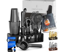 Thijox - EMPATION Cocktailset - 18-delige Boston Cocktailshakerset - 825 ml Cocktailshaker - Zwart - Professionele Bartenderset voor Feest, Thuisgebru