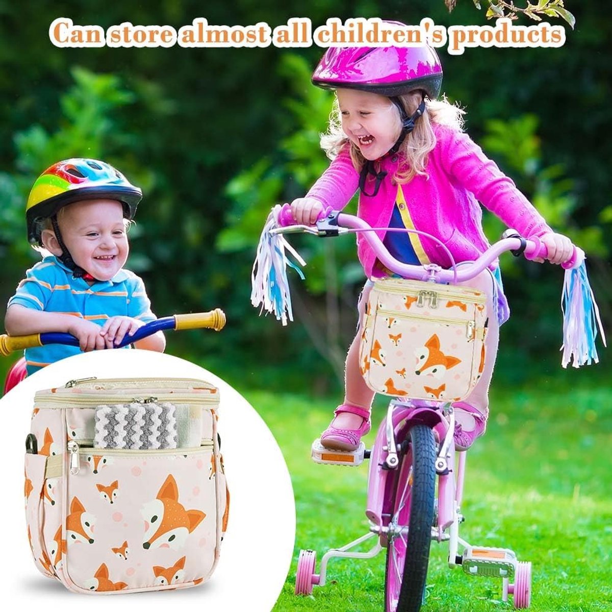 SnelShoppen - Stuurtas voor Kinderen, Fietsmand Voor Loopfiets, Kinderfietsmand, Fietsstuurtas Voor Meisjes, Multifunctioneel, Waterdicht, Gemakkelijk