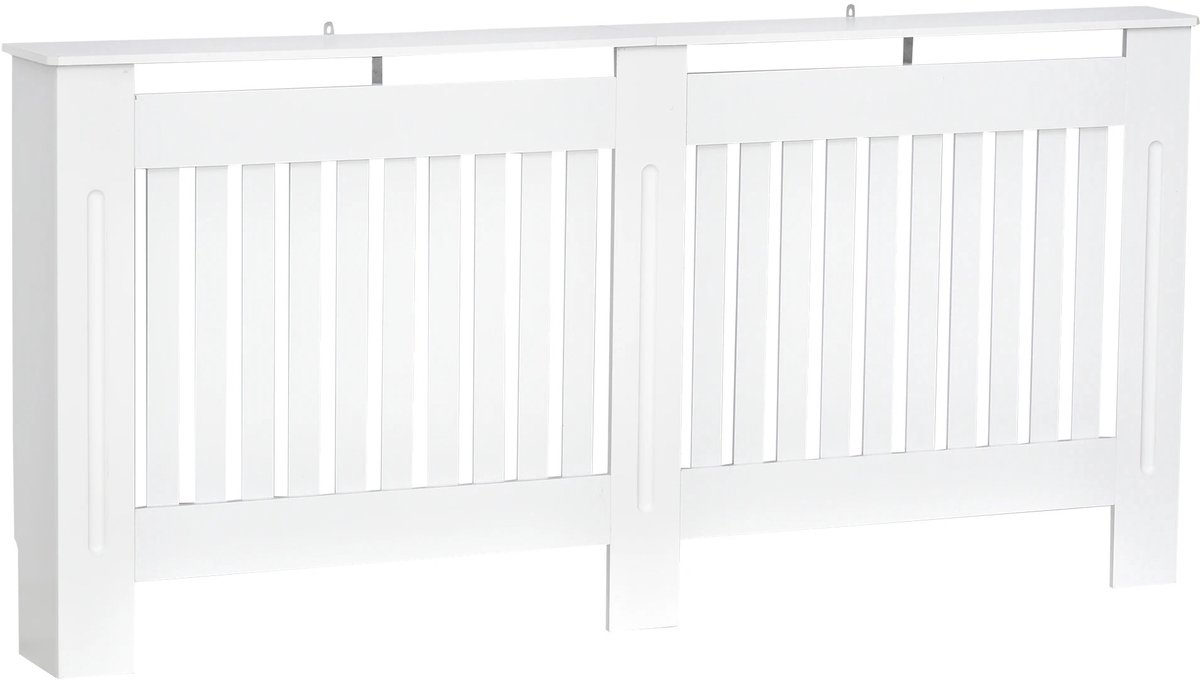 Stervia Radiatorombouw - Radiatorbekleding - Radiatoromkasting - Wit - Met Opbergplank - Afgeronde Hoeken - 172 x 19 x 81 cm
