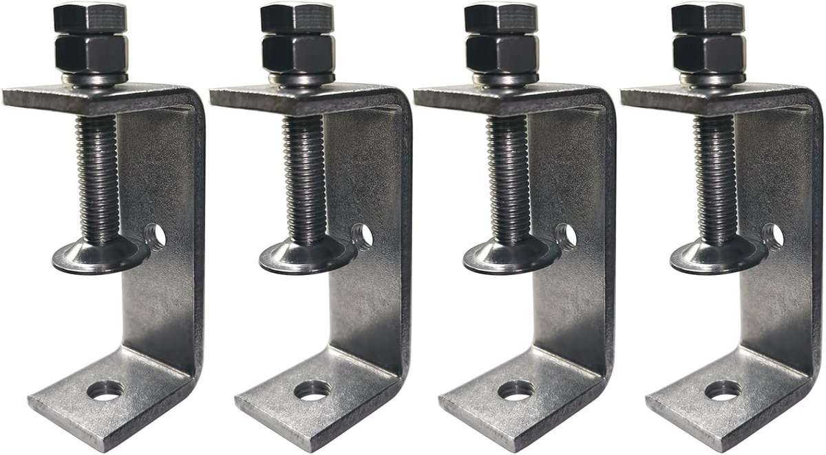 SnelShoppen - Schroefklemmen Set van 4, C-klem 75 mm, Roestvrij Staal, Instelbare Kaakopeningen 40-70 mm, Metalen Klemhouder voor Werkbank, Klussen, T