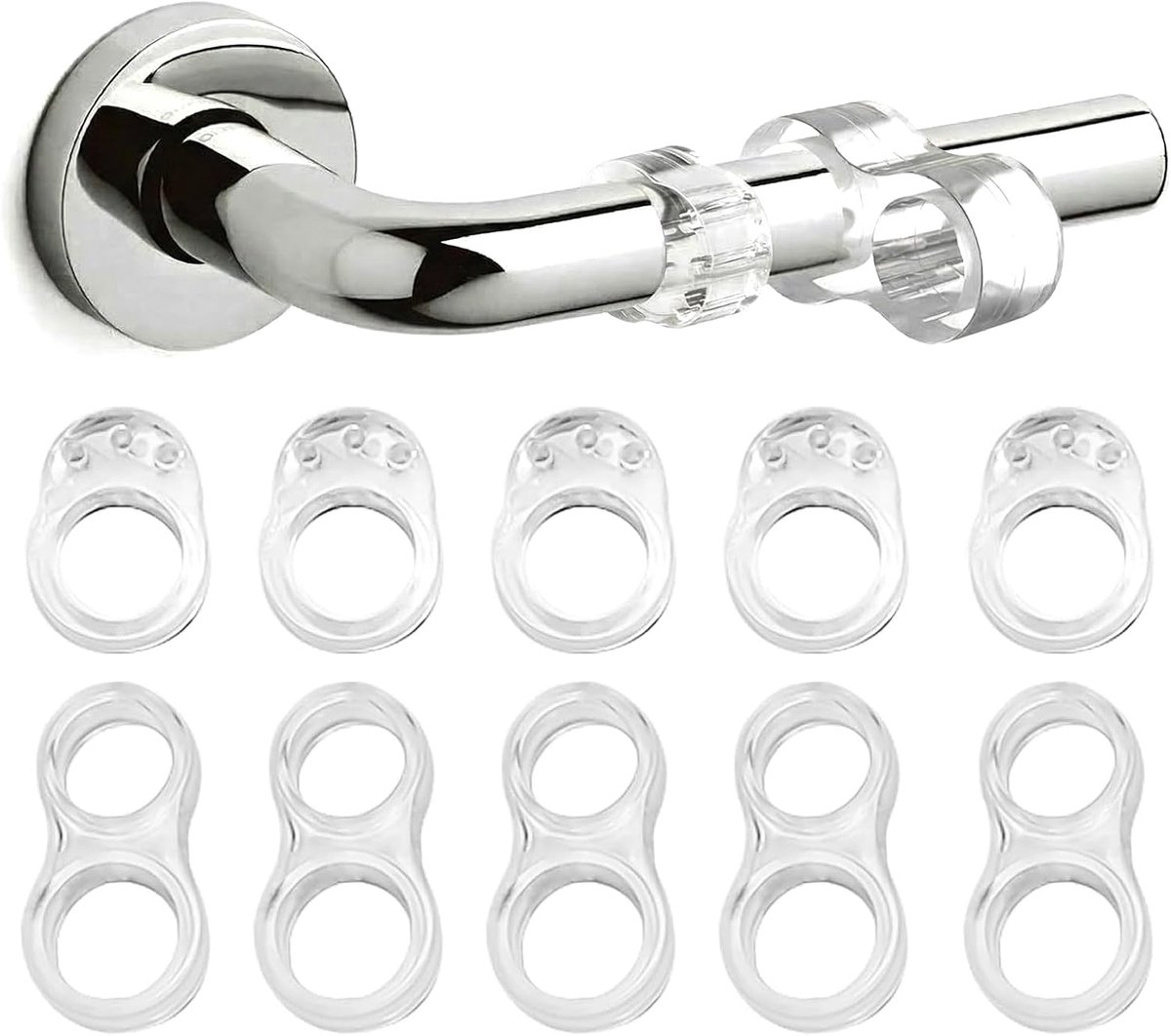 SnelShoppen - 10 Stuks PVC Deurgreep Beschermers, Herbruikbare Elastische Deurknop Bescherming, Transparante Flexibele Stoppers voor Toiletten, Kantoo