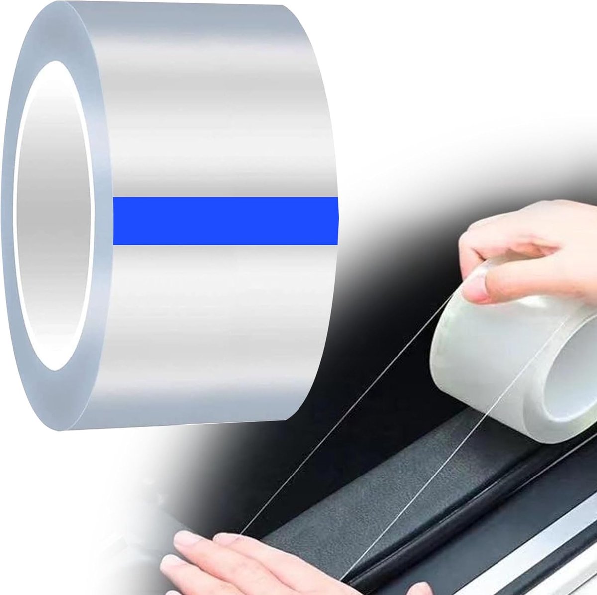 SnelShoppen - Universele Deurbeschermfilm voor Auto, Motor en Fiets, Transparant, 5 cm x 10 m, Hoogwaardige PVC Materiaal, Sterke Adhesie