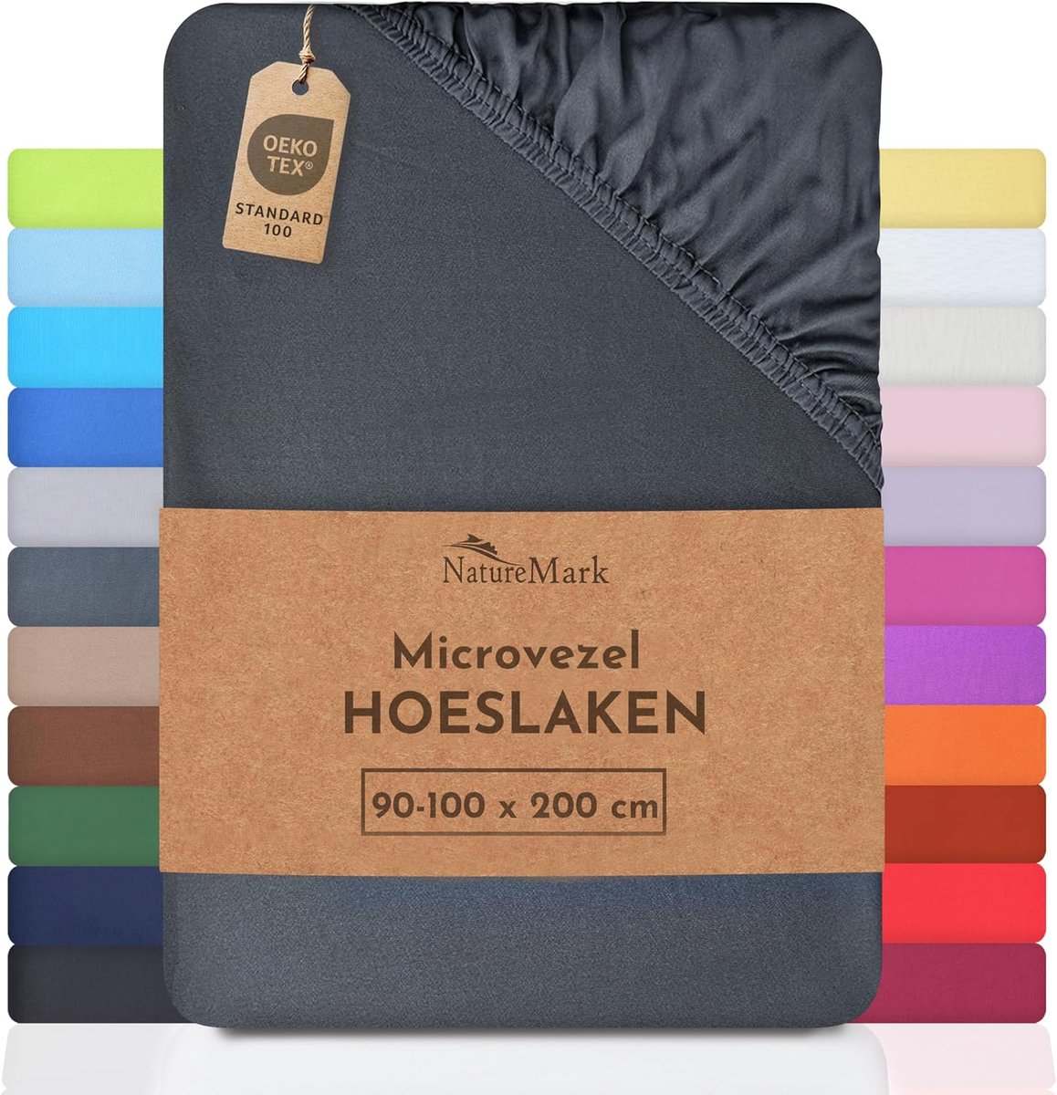 SnelShoppen - Hoeslaken Microvezel Antraciet Grijs 90x200 - 100x200 cm, Perfect voor Bedden, Comfortabel en Ademend, Ideaal voor Thuis en Logies