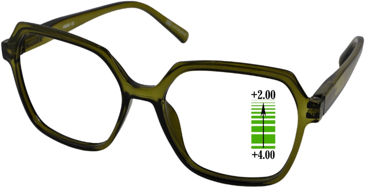 Leesbril Vista Bonita Mira Multifocaal-Army-green-+2.00-+4.00