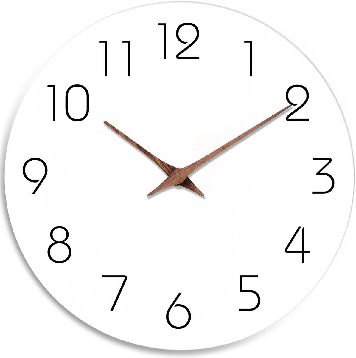 SnelShoppen - Wandklok 8 Inch Wit Stille Non-Tikkende Klok Batterij Gevoerd Minimalistische Houten Klok Decoratief voor Keuken, Slaapkamer, Woonkamer,