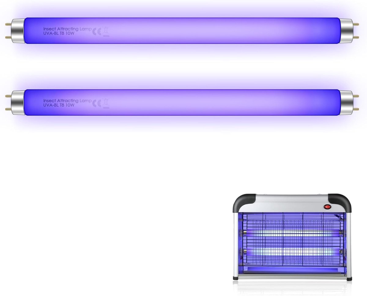 SnelShoppen - Vervangende T8 UV Lampbuis 33 cm voor 20W Vliegendoder - 2 Stuks Vliegmepper/Muggenmepper - Effectieve Insectenbestrijding - Binnen en B