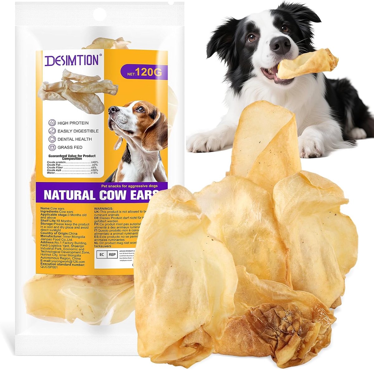SnelShoppen - 100% Natuurlijke Koeienoren voor Honden - Tandheelkundige Snoepjes, Langdurig, Voor Alle Rassen (Klein/Middelgroot/Groot), Rijk aan Eiwi