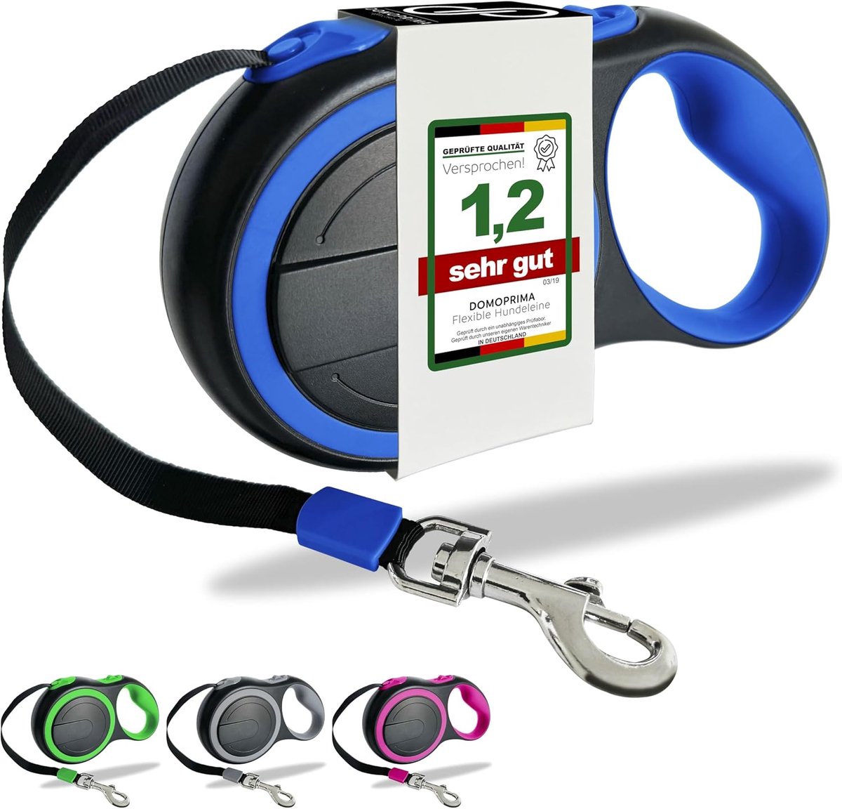 Thijox - Flexibele hondenriem M (blauw) - Robuuste en veilige hondenriem voor kleine, middelgrote en grote honden - 3 maten en 4 kleuren beschikbaar -