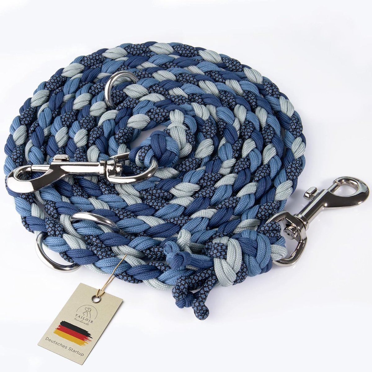 SnelShoppen - 2m Hondenriem - Touw Hondenlijn, Verstelbare Paracord Leash, Training Leash voor Middelgrote, Grote & Kleine Honden, Dubbele Clip, Anti-