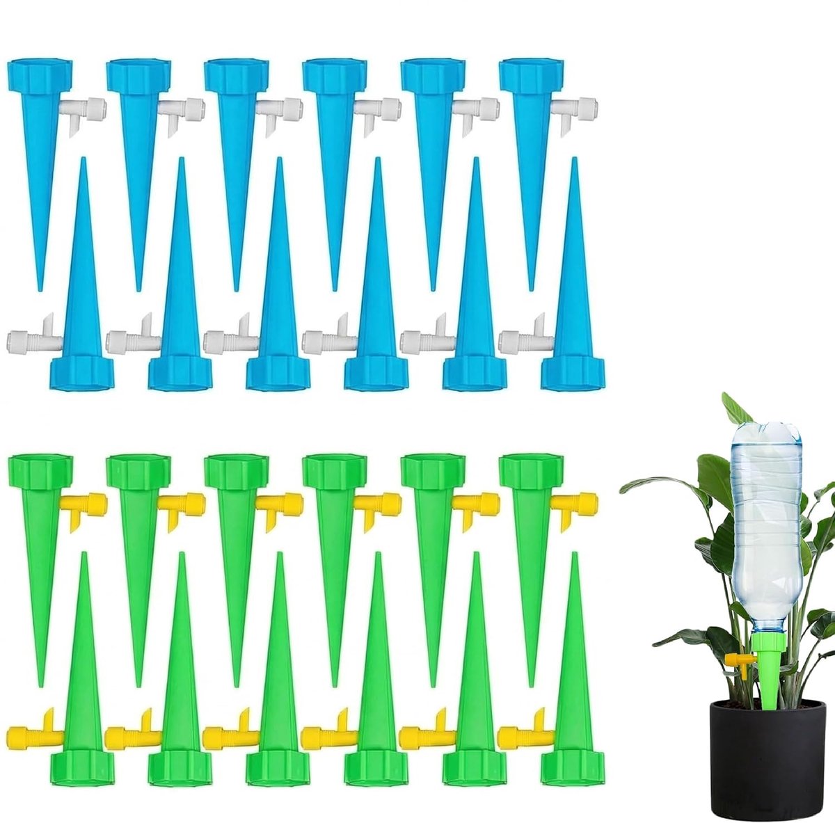 SnelShoppen - 24 stuks automatische irrigatieset voor planten - Verstelbaar debiet, bewateringssysteem voor balkon, kamerplanten en tuin - Efficiënte