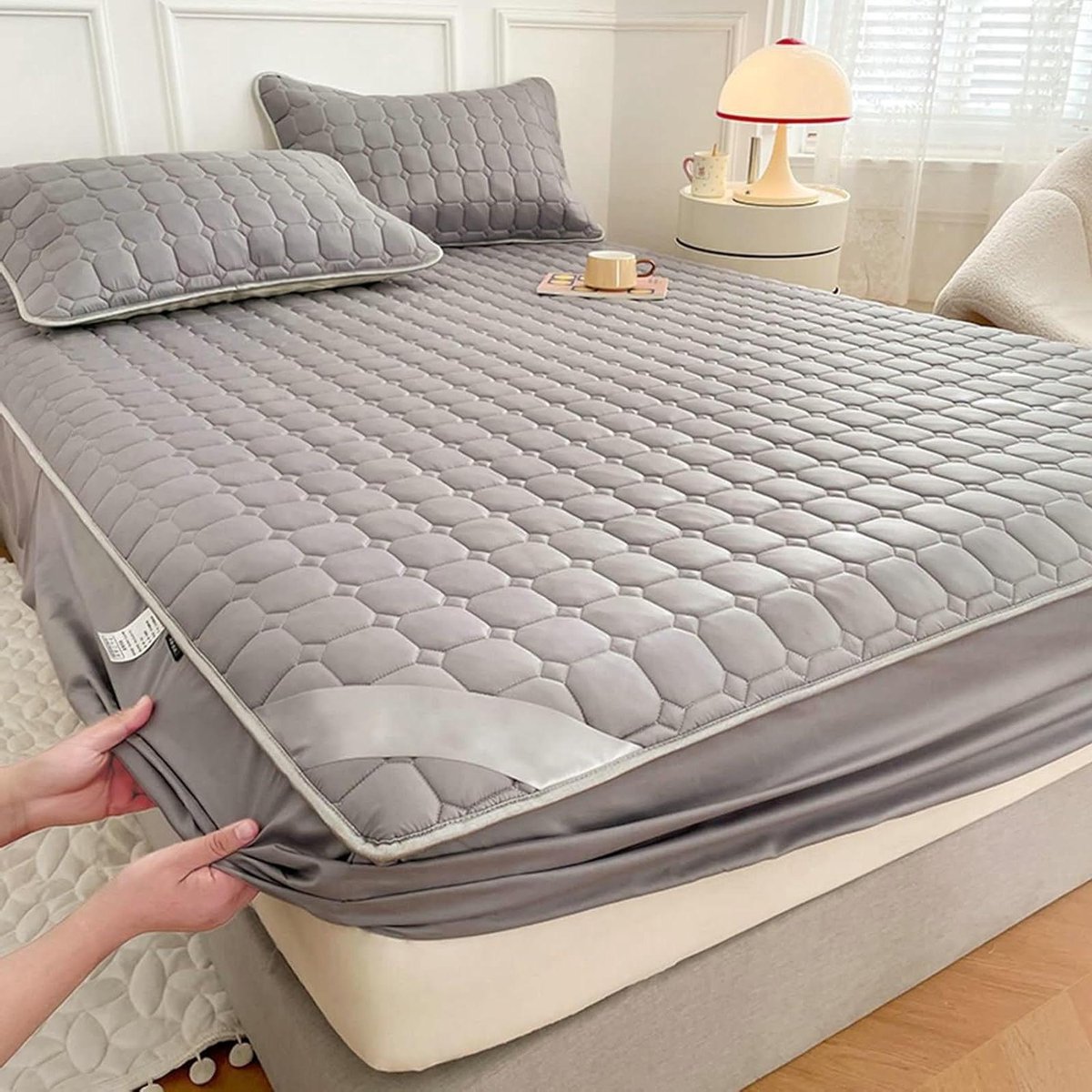 Hoeslaken Set - Beddengoed - Rustige Slaap - Ademend Polyester - 200 x 150 cm - Grijs