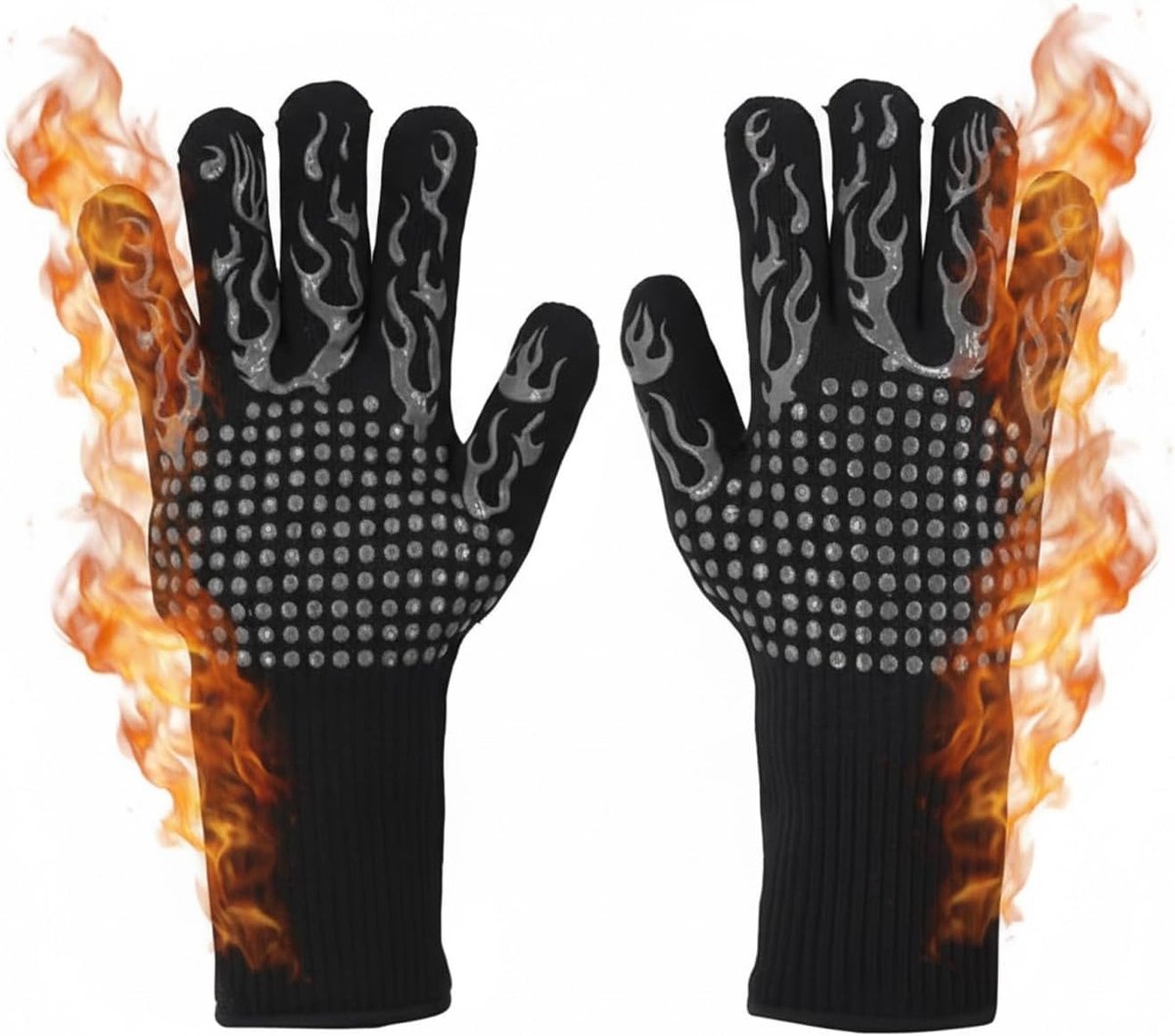 Thijox - Hittebestendige Grillhandschoenen tot 800°C - Anti-slip Siliconen BBQ Handschoenen met Lange Manchetten - Ideaal voor Grillen, Oven, Koken en