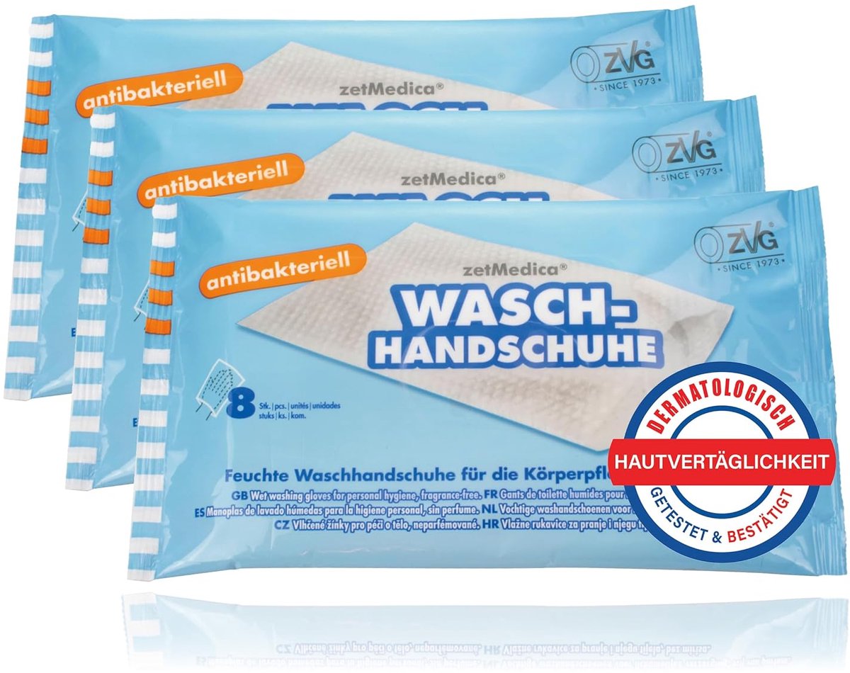 SnelShoppen - 3 Packs Antibacteriële Wegwerp Washandjes (24 Stuks) - Geurvrij en Alcoholvrij voor Bedlegerige Patiënten en Algemene Hygiëne