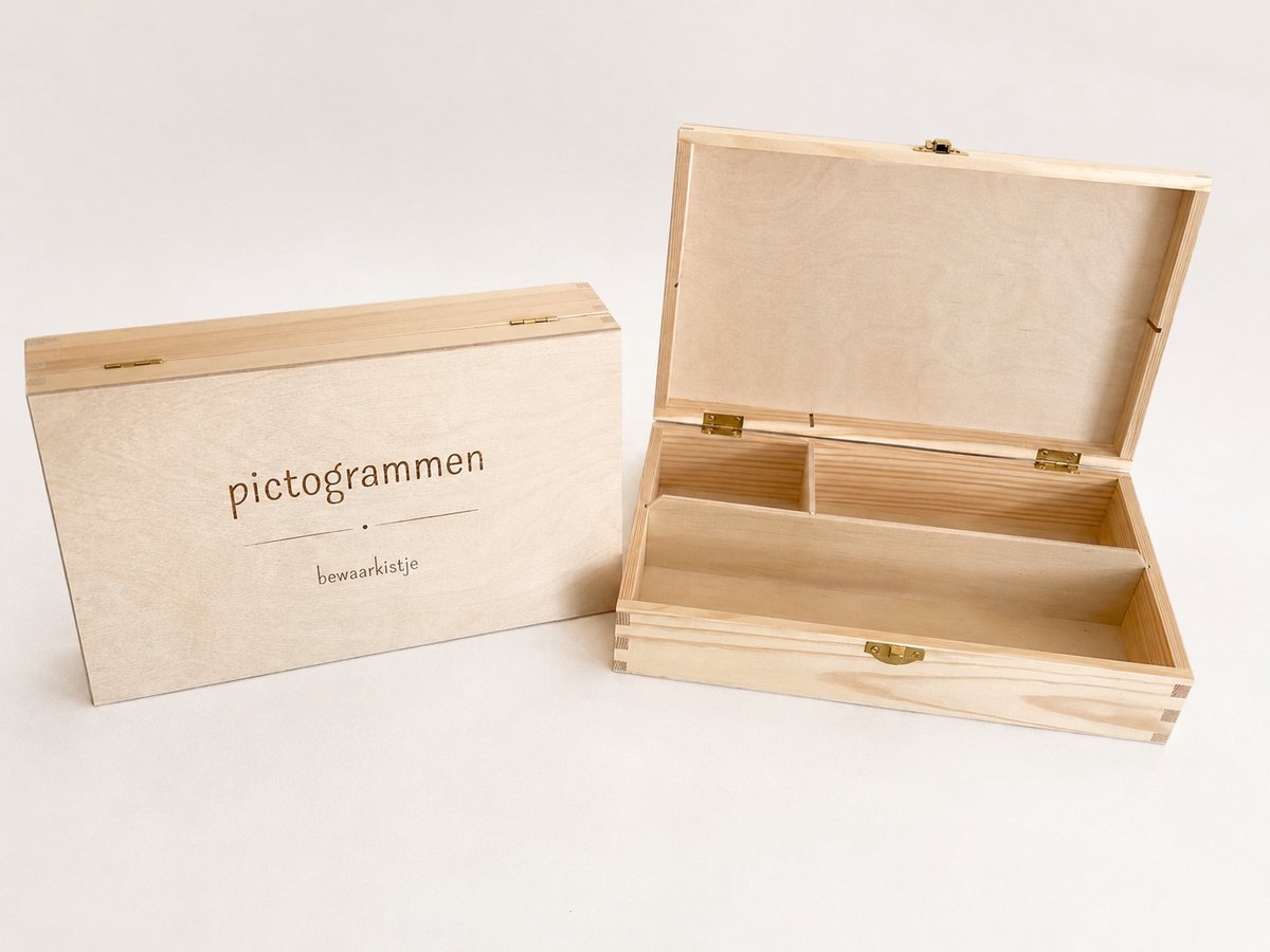 Weekplanner - Houten Opbergkist voor Pictogrammen - Bewaarkistje voor Weekplanner - Opbergdoos Pictogrammen - Houten Opbergbox - Accessoire Weekplanner Kind