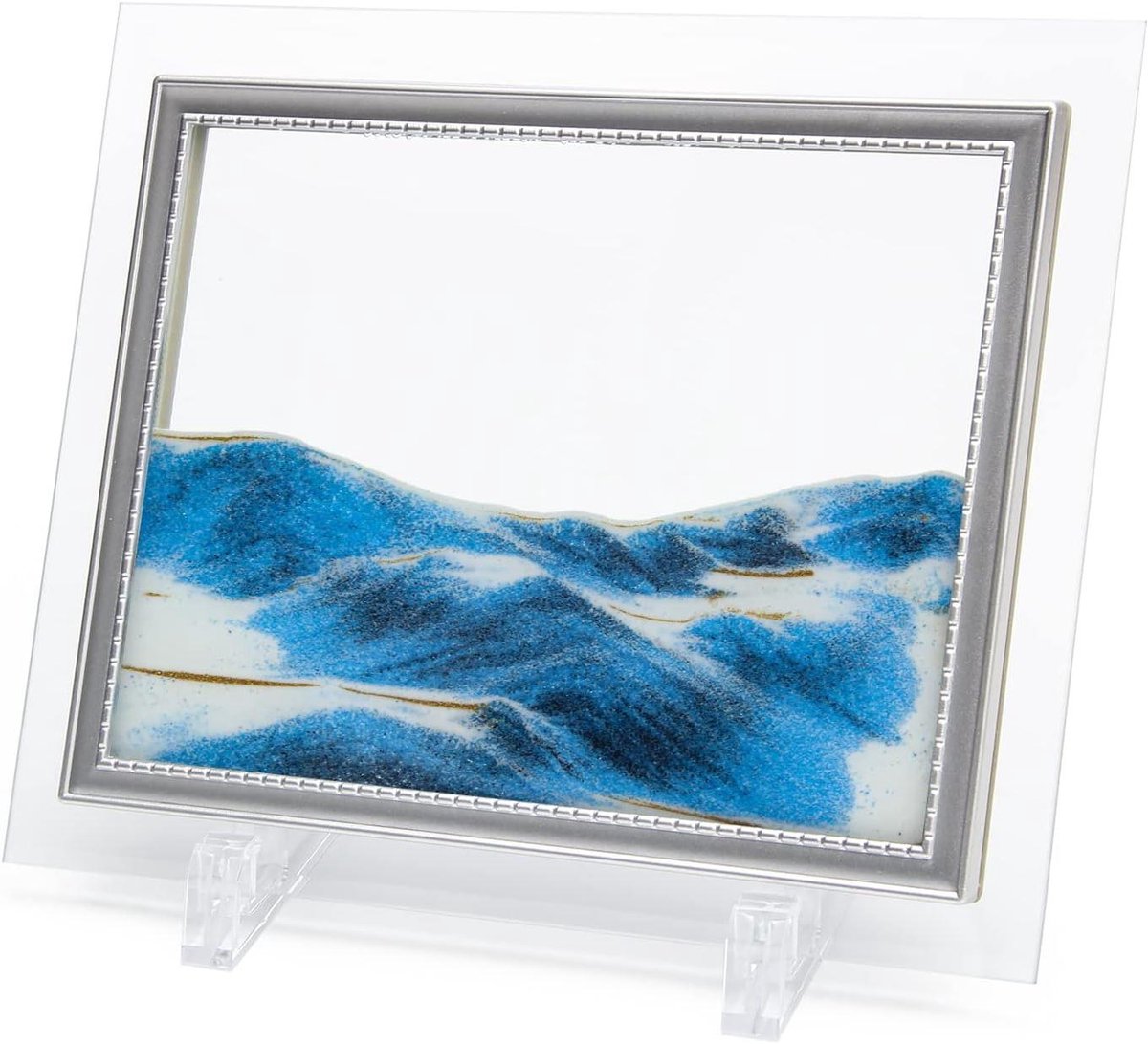 Zandkunst Schilderij - Dynamisch Zand - Decoratie Woning - Klassieke Stijl - Medium Formaat - Blauw