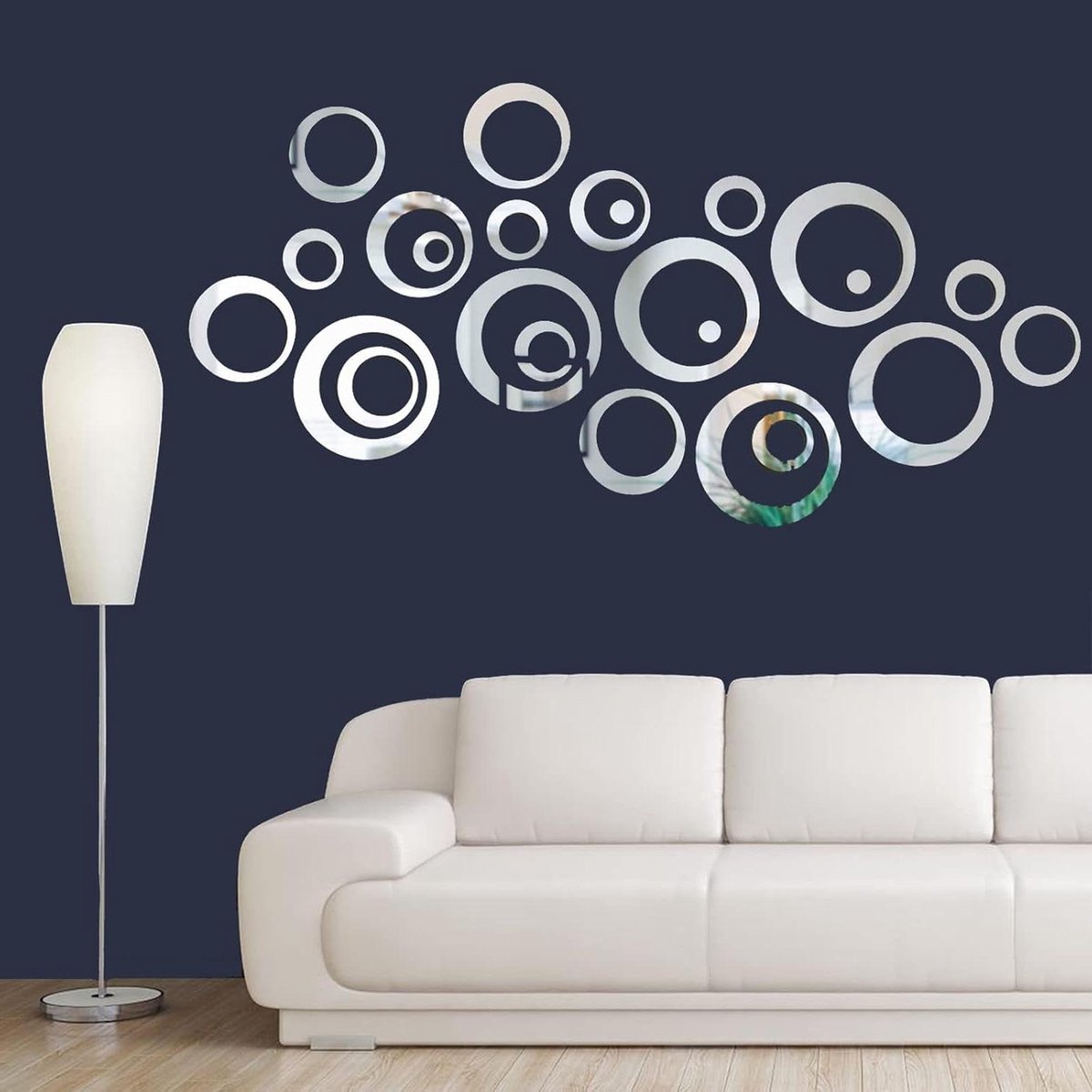 Muurstickers Cirkels - Spiegel Decoratie - Woonkamer Verfraaien - Zelfklevend Acryl - 24 S