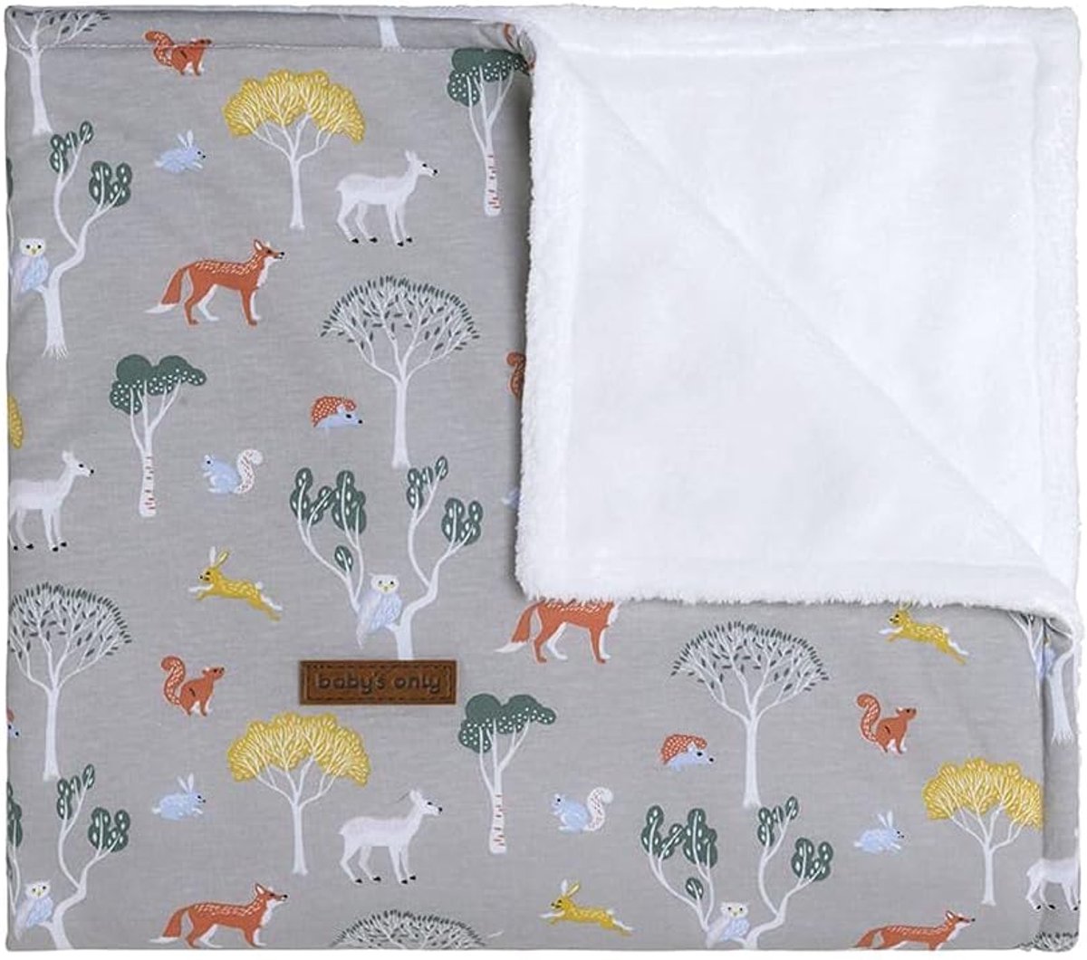 SnelShoppen - Babydeken Teddy - Zachte Babydeken Forest - Grijs - 100% Katoen - 70x95 cm en 100x135 cm - Perfect voor Wieg en Ledikant - Warm en Comfo