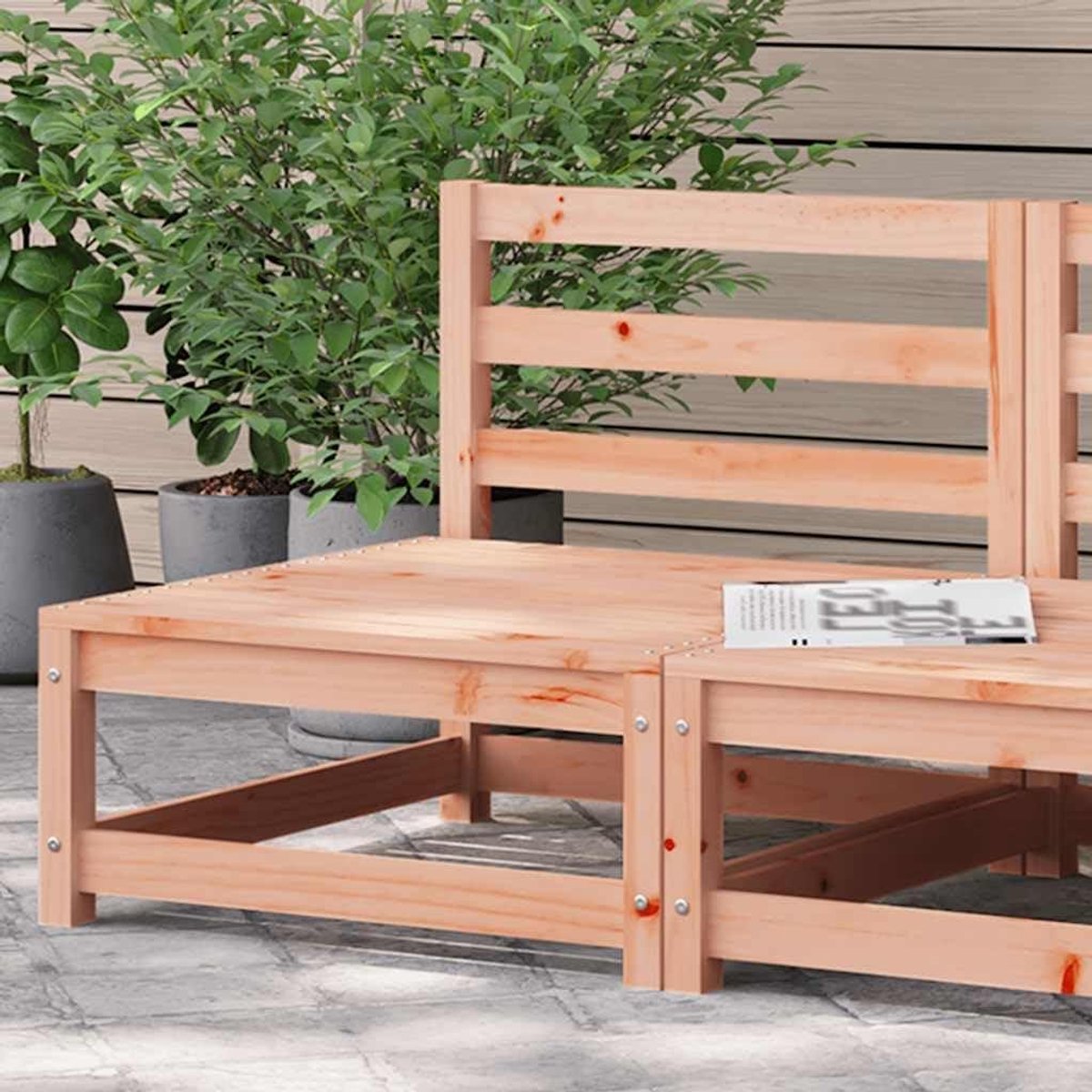 Tuinbank Hout - Bankje Buiten - Ontspannen Zitten - Modulair Ontwerp - 70 x 70 x 67 cm - Natuurlijk