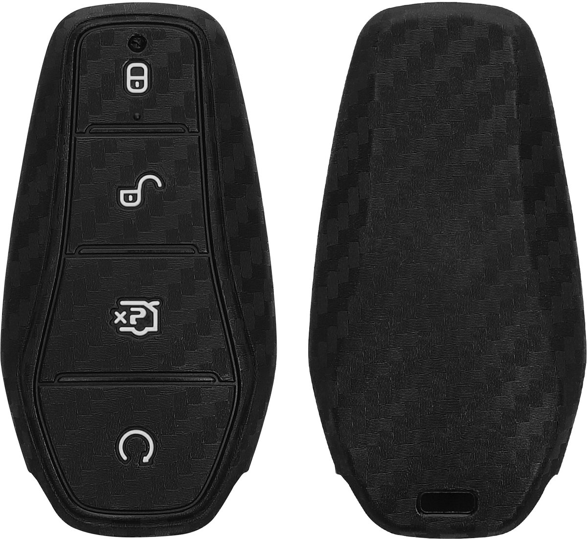 kwmobile autosleutel hoesje geschikt voor BYD Atto 3 / Sealion / Han / Tang / Dolphin/Seal - Autosleutel behuizing in zwart - Carbon design