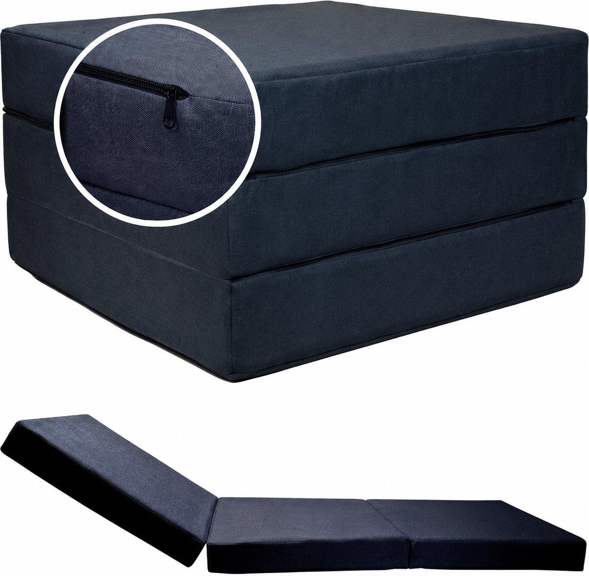 Viking Choice Opvouwbaar matras - 195x65x10 cm - wasbare hoes - donkerblauw