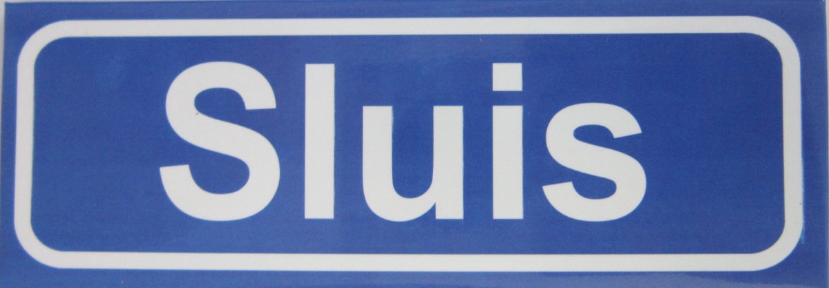 Souv© - koelkast magneet - plaatsnaam bord - kombord - souvenir - koelkastmagneetje - relatiegeschenk Sluis