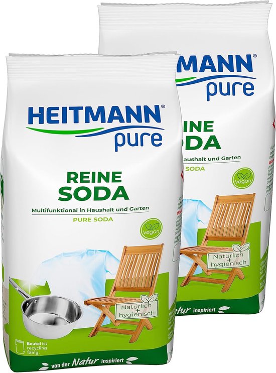 SnelShoppen - Pure Soda Multifuntionele Huishoudelijke Reiniger - Ecologisch, Versterkt Wasmiddel, 2 x 500 g - Verwijdert Vettigheid, Vlekken en Geure