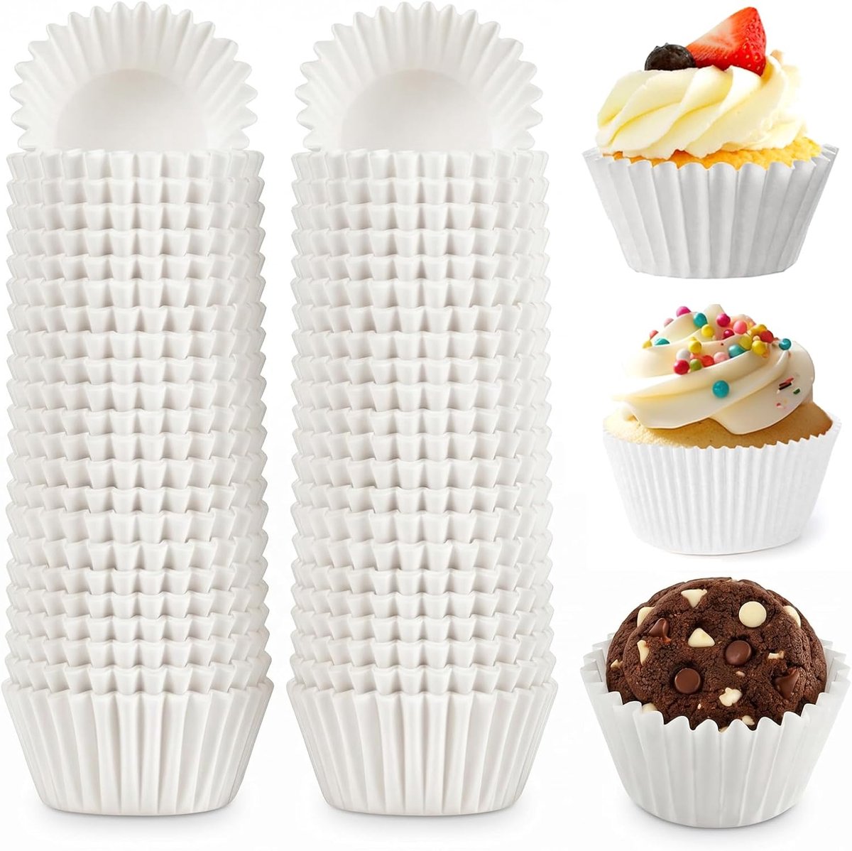 SnelShoppen - 1000 Pcs Mini Muffin Moulds - Witte Papieren Cupcake Vormpjes, 2.5 cm Diameter, Ideaal voor Mini Muffins, Brownies en Bakken