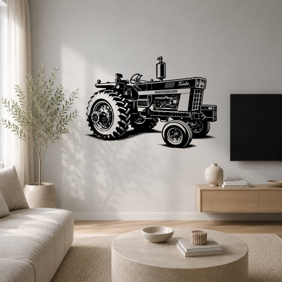 BR2Laser International 1466 – Wanddecoratie – Lasergesneden Hout – Tractor kunst – 55 cm Breed