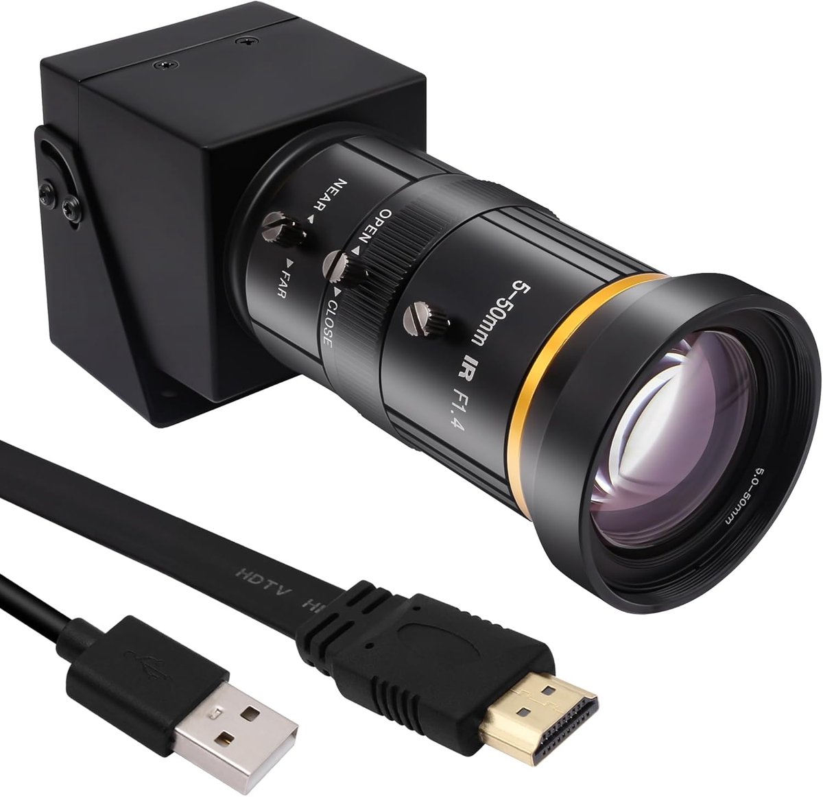 SnelShoppen - 4K Streaming Webcam met 10x Zoom, HDMI USB Camera, Telephoto Lens, CS Mount, Voor Computer, Laptop en TV, Ultra HD Video Kwaliteit