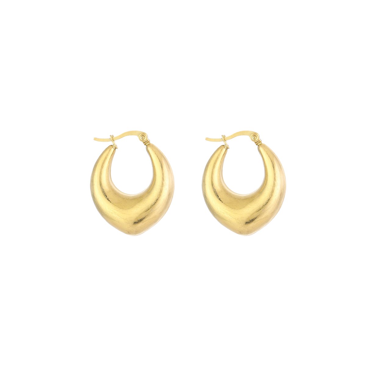 Stainless Steel Geborstelde Hoops – Klassieke & Trendy Volume Oorringen - RVS - Goud
