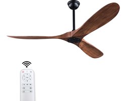 Plafondventilator 52 inch zonder licht - 6 snelheden - Omkeerbare stille DC-motor - Met afstandsbediening - Modern ontwerp - Geschikt voor binnen en buiten