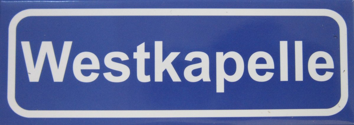 Souv© - koelkast magneet - plaatsnaam bord - kombord - souvenir - koelkastmagneetje - relatiegeschenk Westkapelle