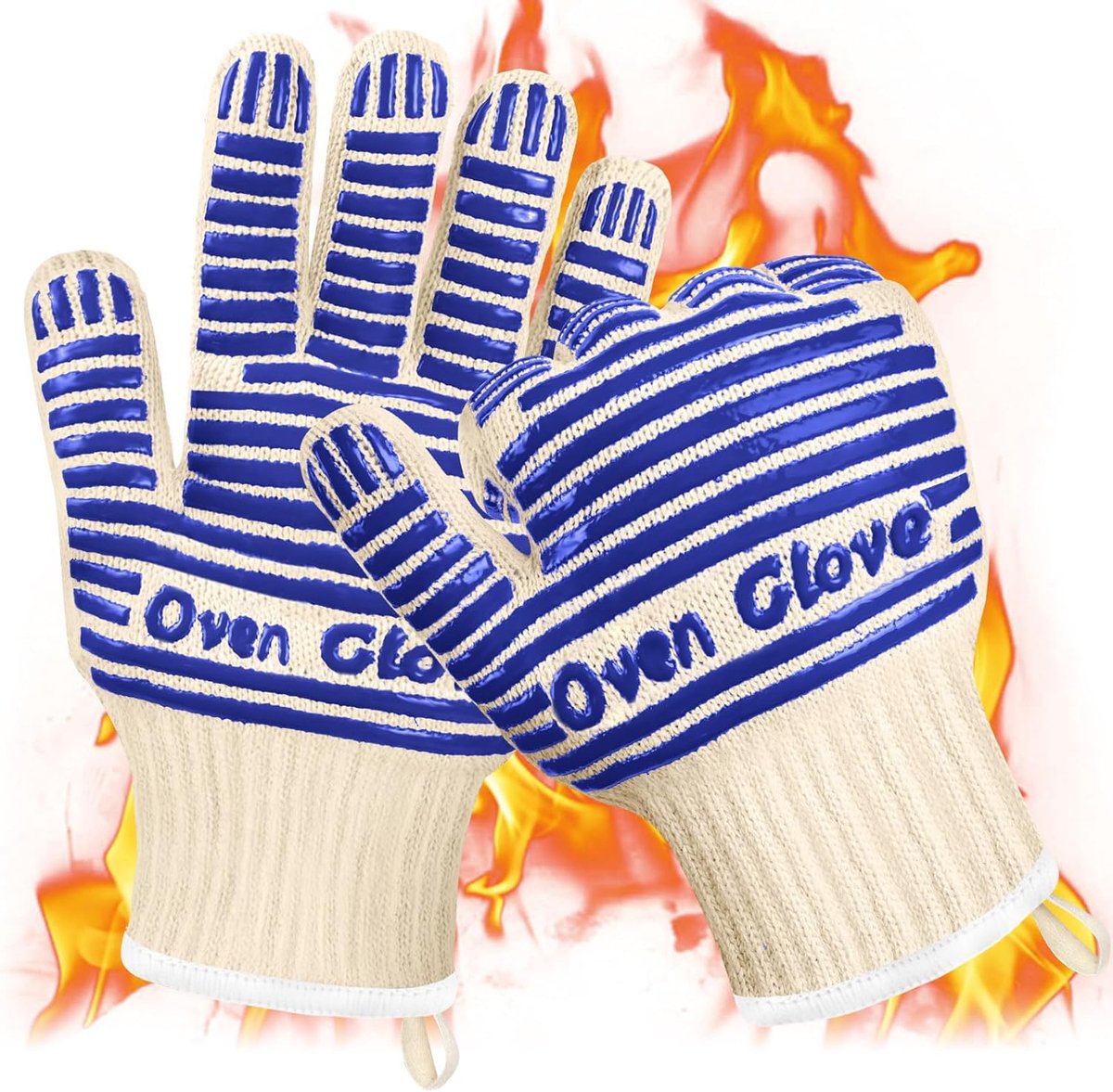 SnelShoppen - Hittebestendige Ovenwanten Siliconen Antislip Gebreide Handschoenen 27 cm Blauw voor Bakken Grillen Koken Barbecueën tot 350 °C