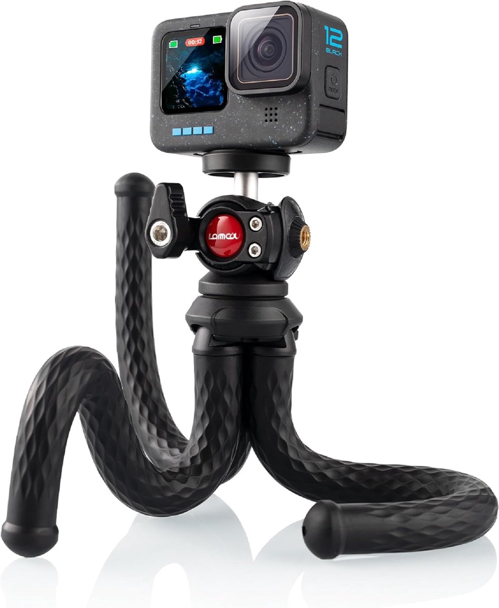 SnelShoppen - Action Camera Statief Mini Handheld, Flexibel Octopus Gorrila Statief met Adapter voor Go Pro Hero 11 10 9 8 7 6 5 & Insta-360 X3 G3, Pe