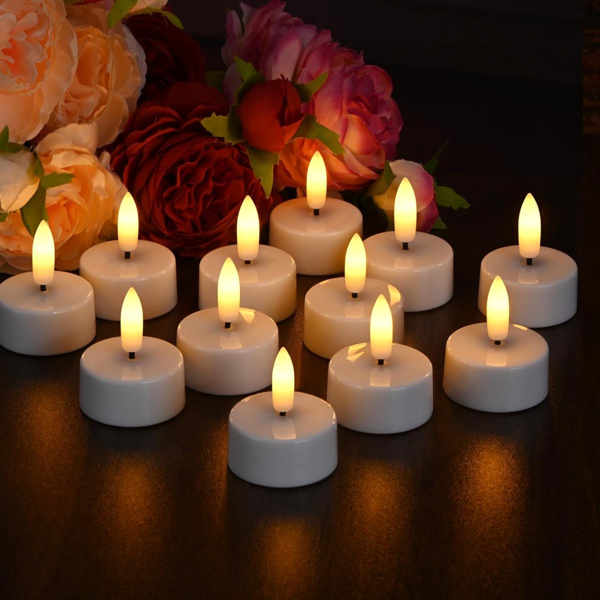 SnelShoppen - 12 stuks LED Theelichtjes - Vlamloze Kaarsen met Timer - Warmwit - Veilig en Milieuvriendelijk - Perfect voor Feesten, Thuis, Tuin en Ca