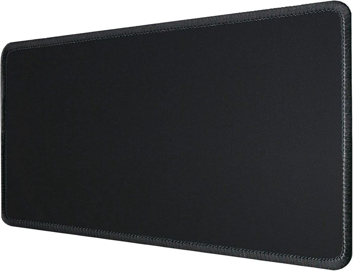 SnelShoppen - Silmo Muismat 90 x 30 cm, Stoffen Mouse Pad Zwart, Anti-Slip & Stil, Gaming, Kantoor, Thuiskantoor, Afwasbaar, Oprolbaar, Gestikt/Rand