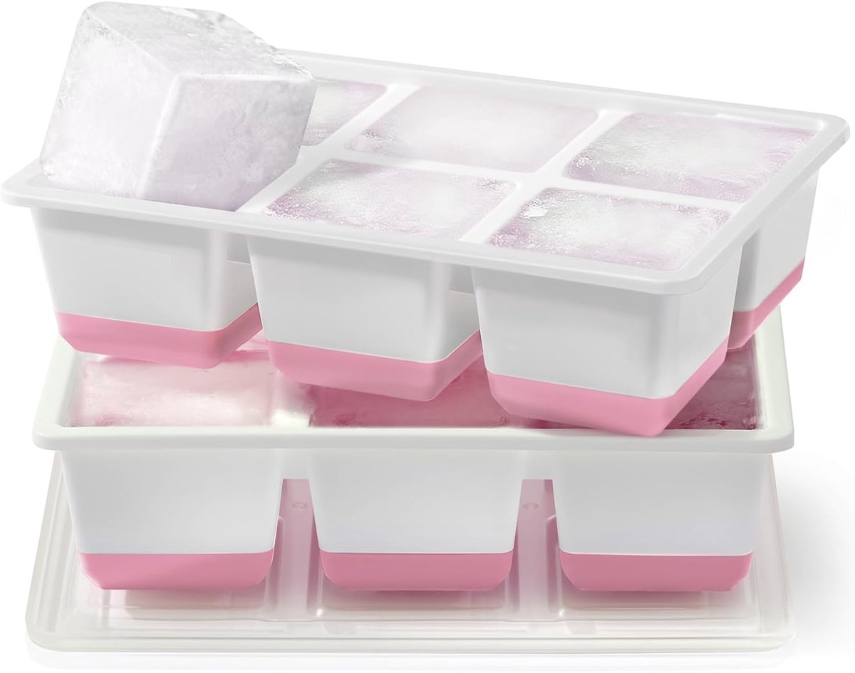 SnelShoppen - Groot Ijsblokjesvorm met Deksel - 6 CM XXL Ijsklontjes Vorm - BPA-vrij Siliconen Ijsvormen - 140ml Ice Cube Tray - Perfect voor Whisky e