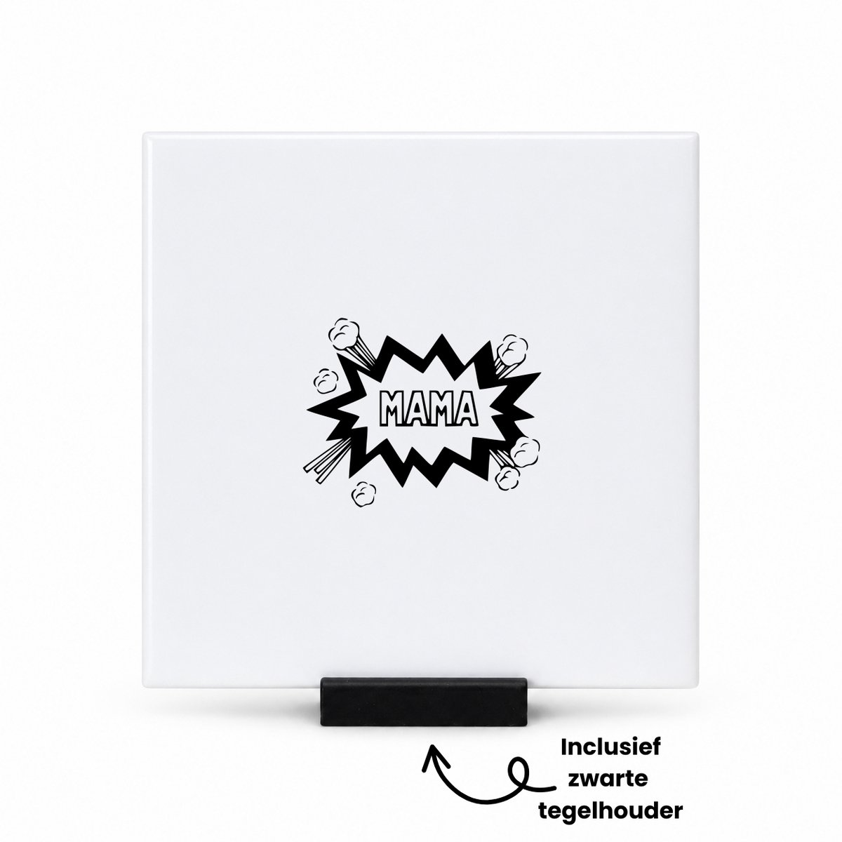 Hacebo Best mom ever tegeltje met tegelhouder - Moeder - Mama - tegeltjes met tekst - Moederdag - cadeau - verjaardag - spreuktegels - 10.8x10.8 CM Wit