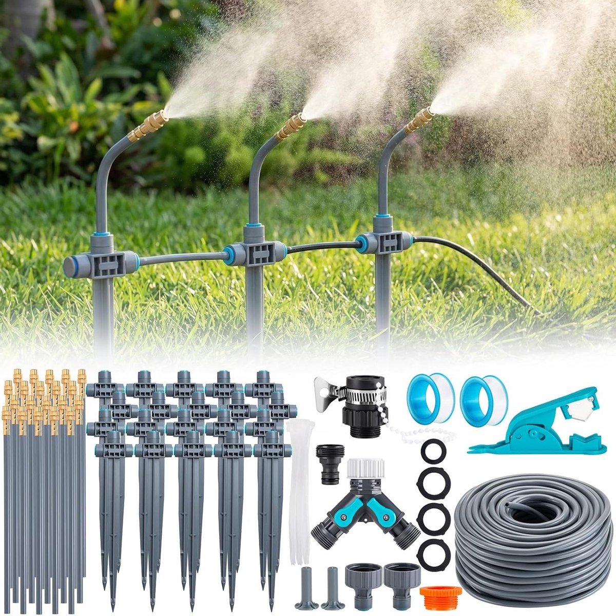 Tuinirrigatiesysteem - Druppelslang set - Planten water geven - 360 graden verstelbaar - 30 meter - Zwart