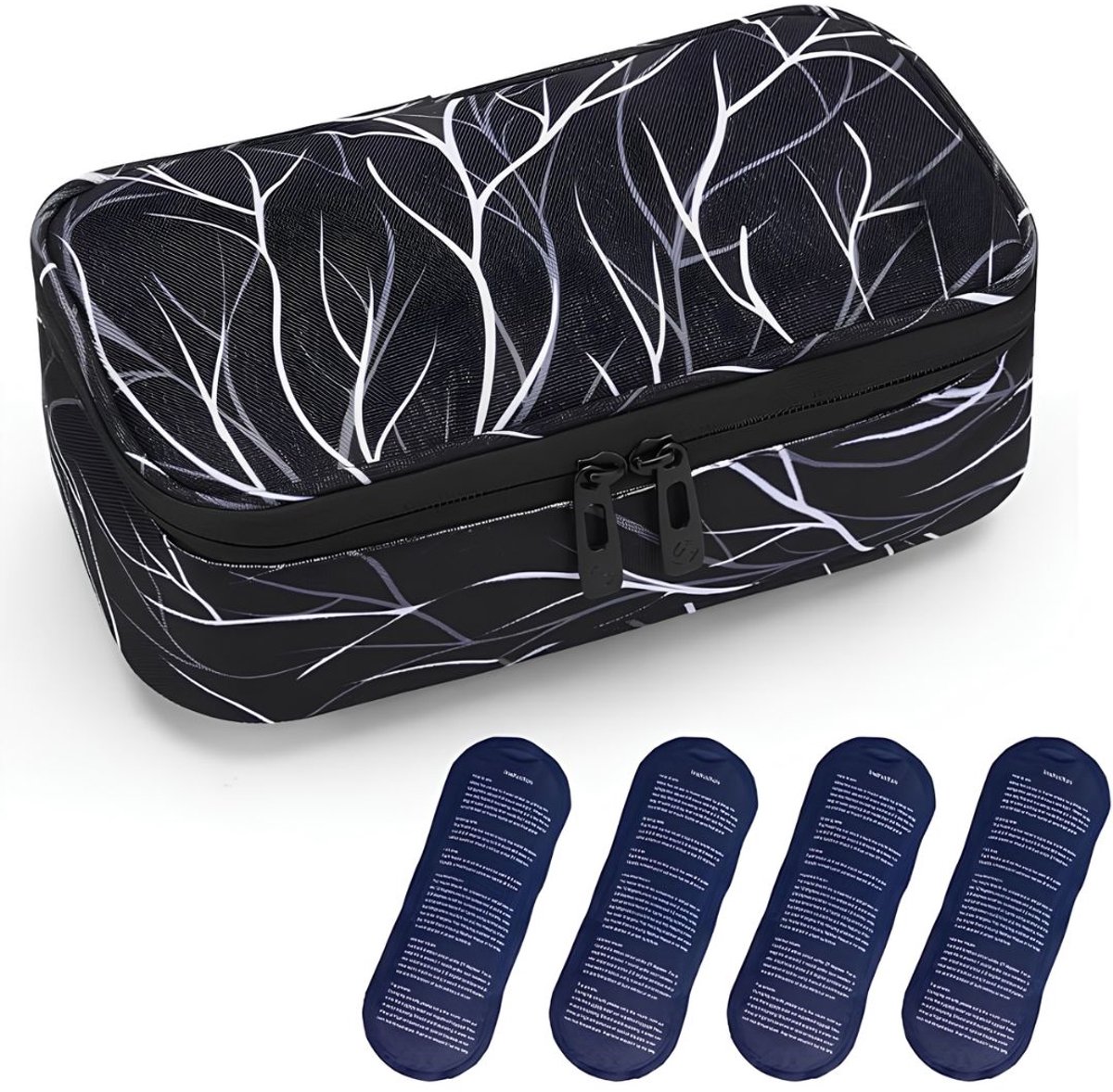 JCP® Insuline Koeltas - Koeltas - Insulinezakje voor Diabetesinjecties - Zwart/Wit - 23cm x 12cm x 8cm